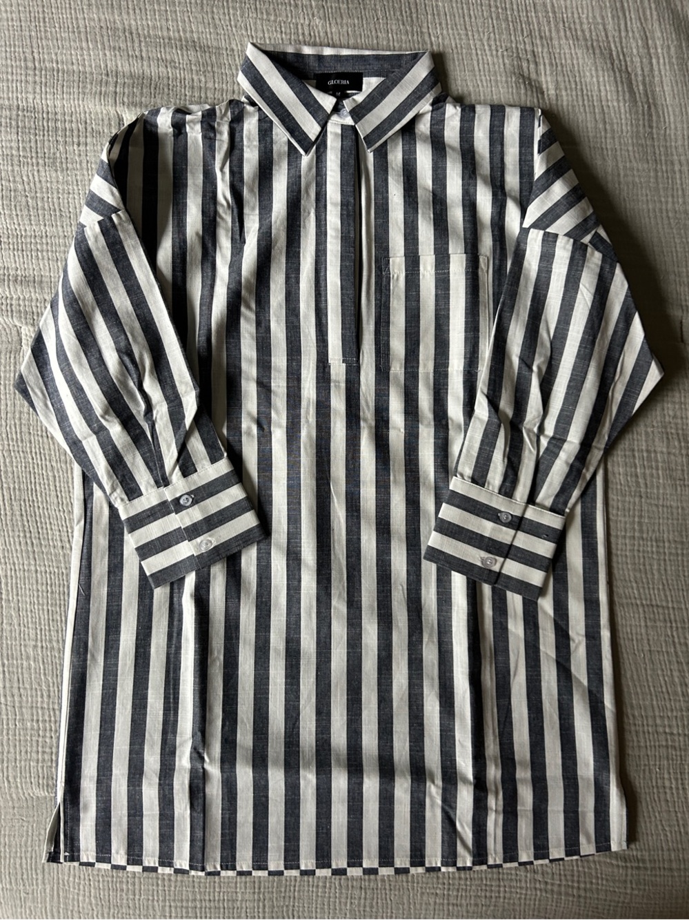 Classic Navy Striped Oversized Shirt
